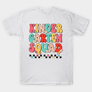 Back To School Kindergarten Squad Retro Groovy Teacher Student T-Shirt